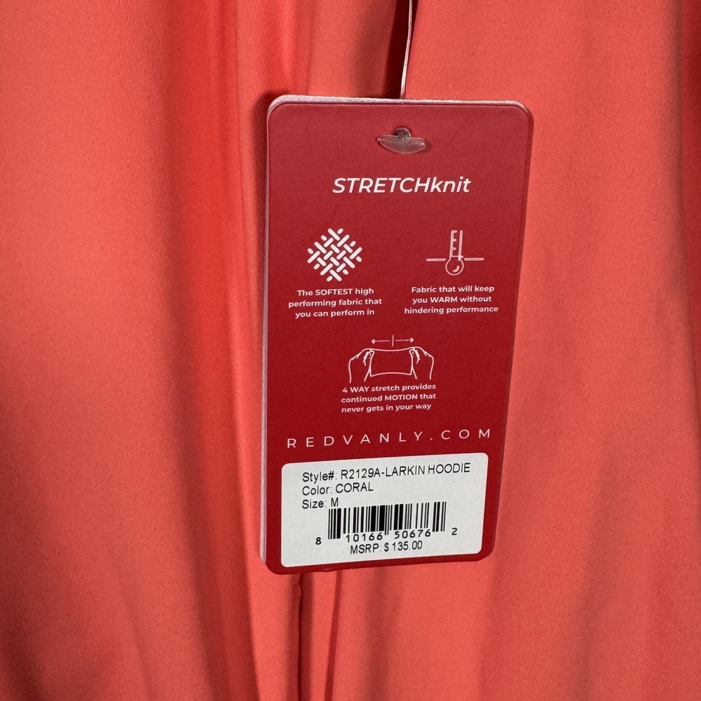 Redvanly Hoodie Mens Medium Coral Larkin Stretch Knit Performance Sweatshirt - Picture 2 of 9